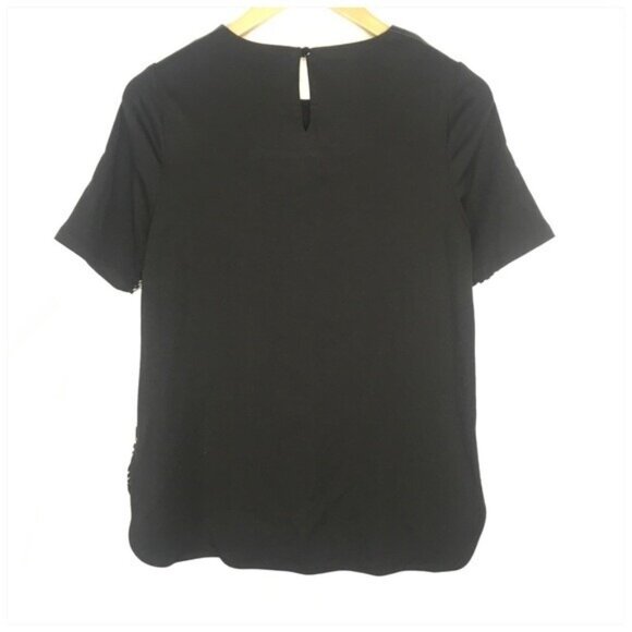 Jade by Melody Tam Plaid Short Sleeve Blouse XS Faux Leather Trim on Sleeve - Picture 4 of 7